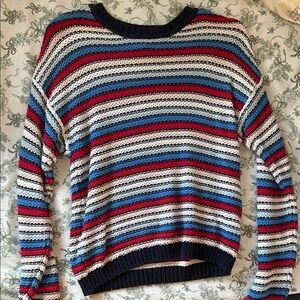 Forever 21 Navy and Multicolor Striped Sweater